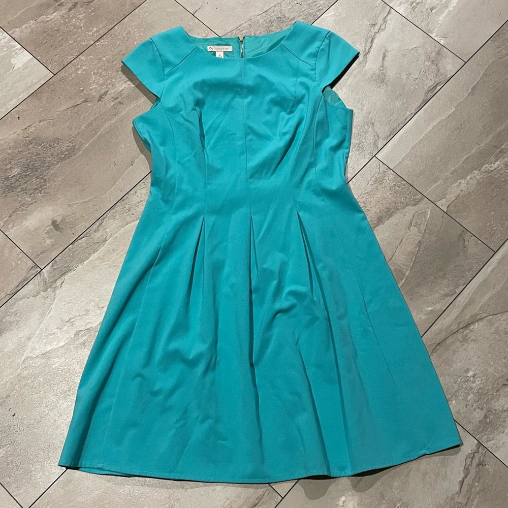 Dressbarn fit n flare Teal Dress 10 12 L XL